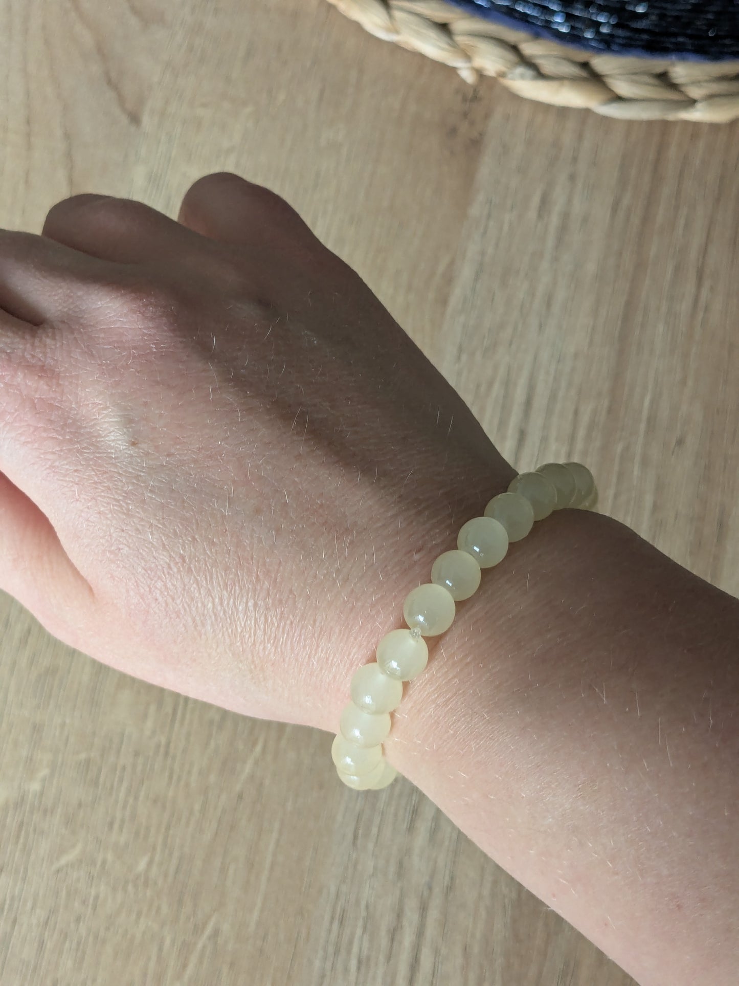 Bracelet perles verre jaune