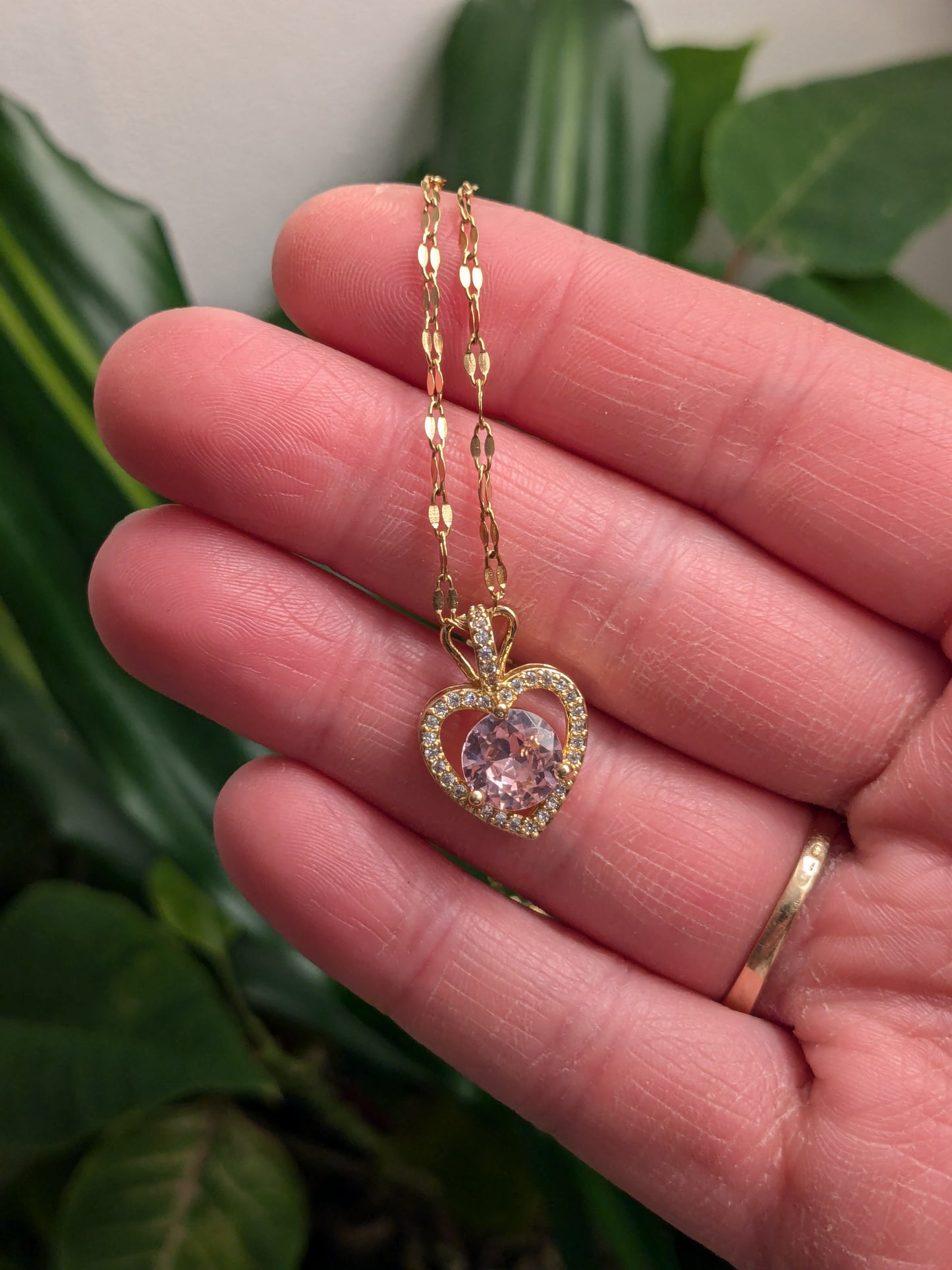 Collier Coeur rose
