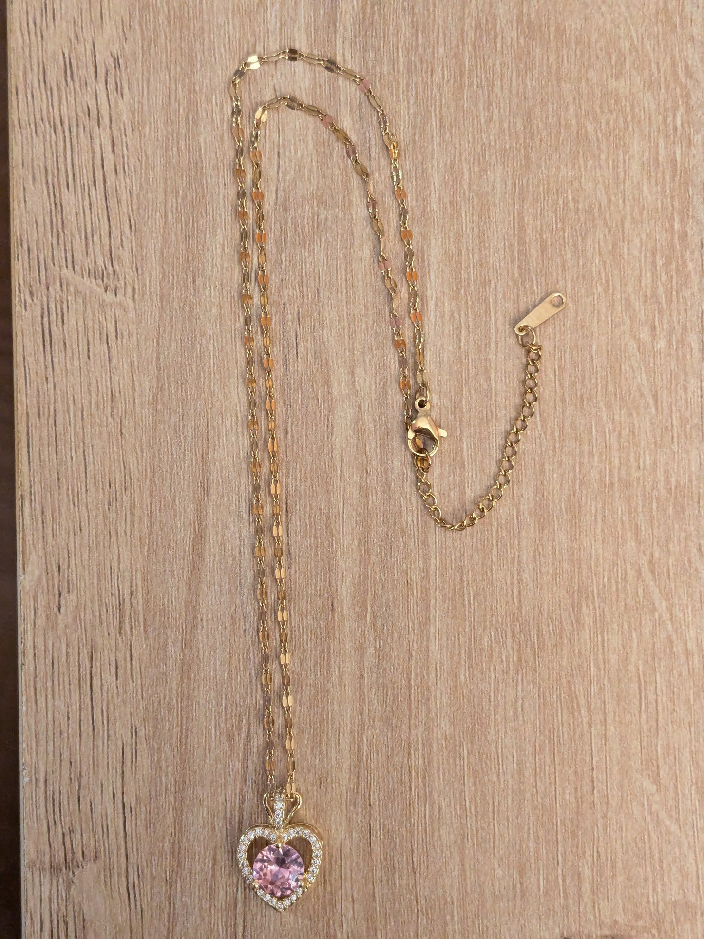 Collier Coeur rose