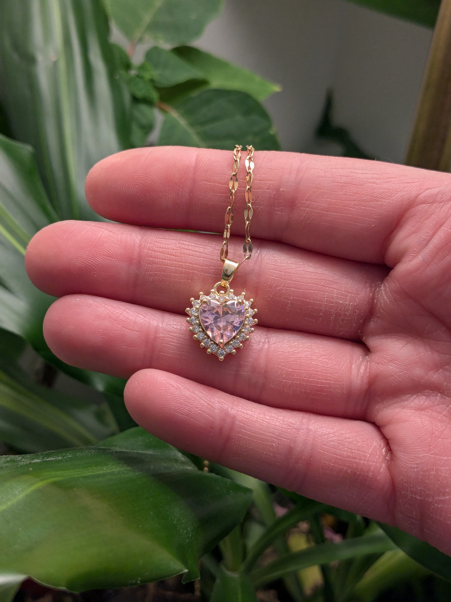 Collier Coeur rose