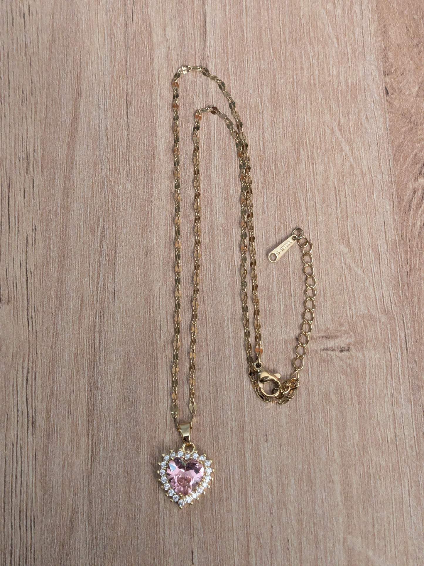 Collier Coeur rose