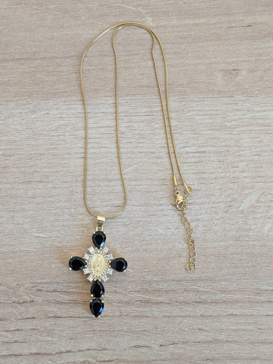Collier Croix Catholique noire