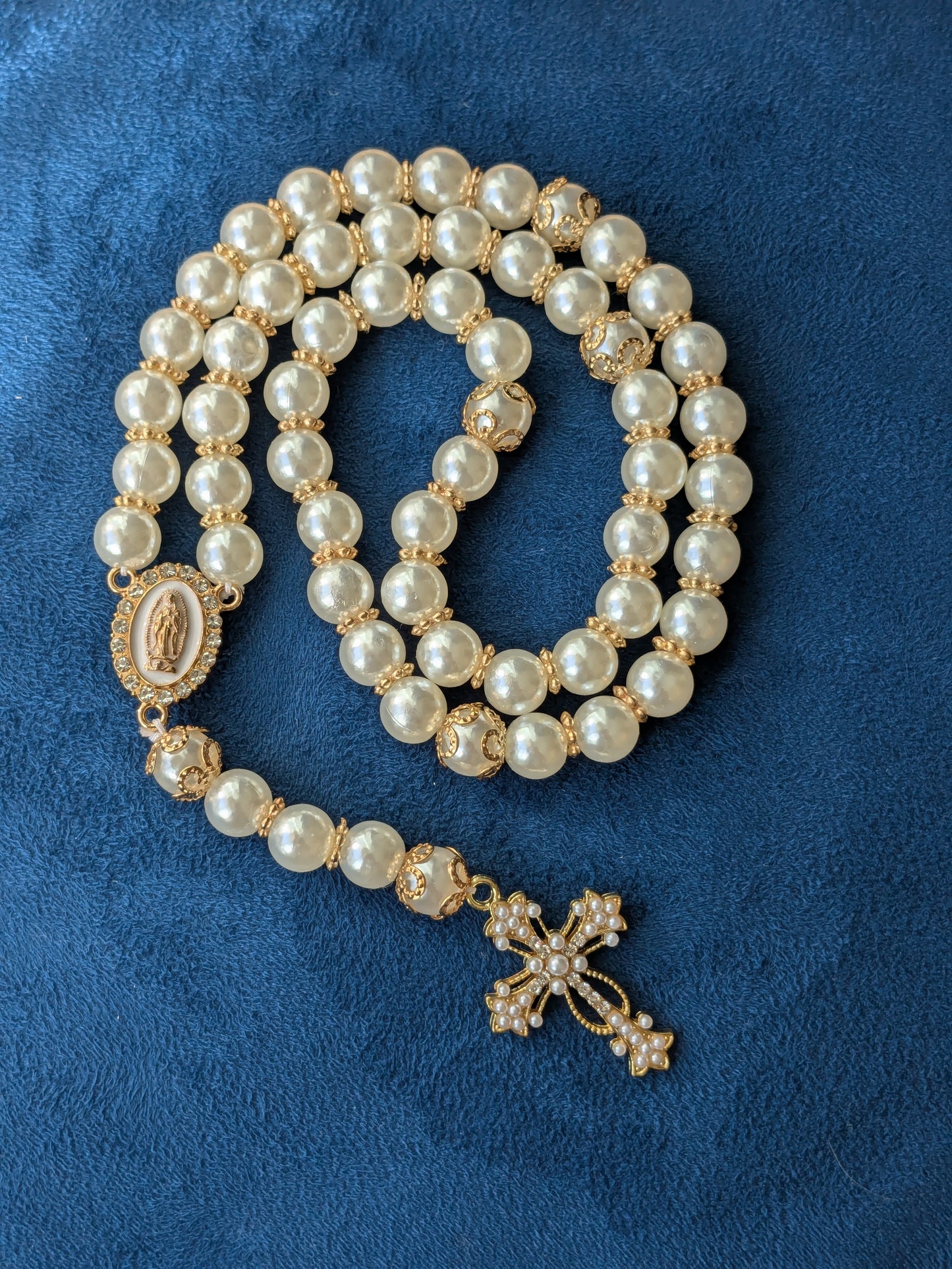 Chapelet perles imitation OR