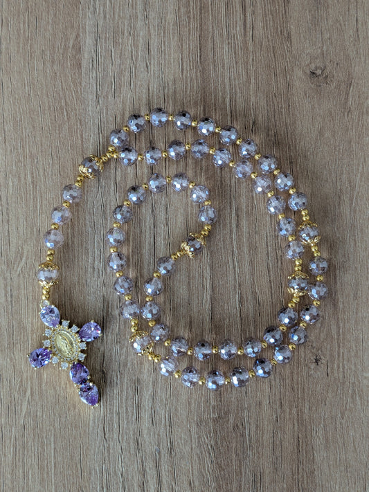 Chapelet facettées lila