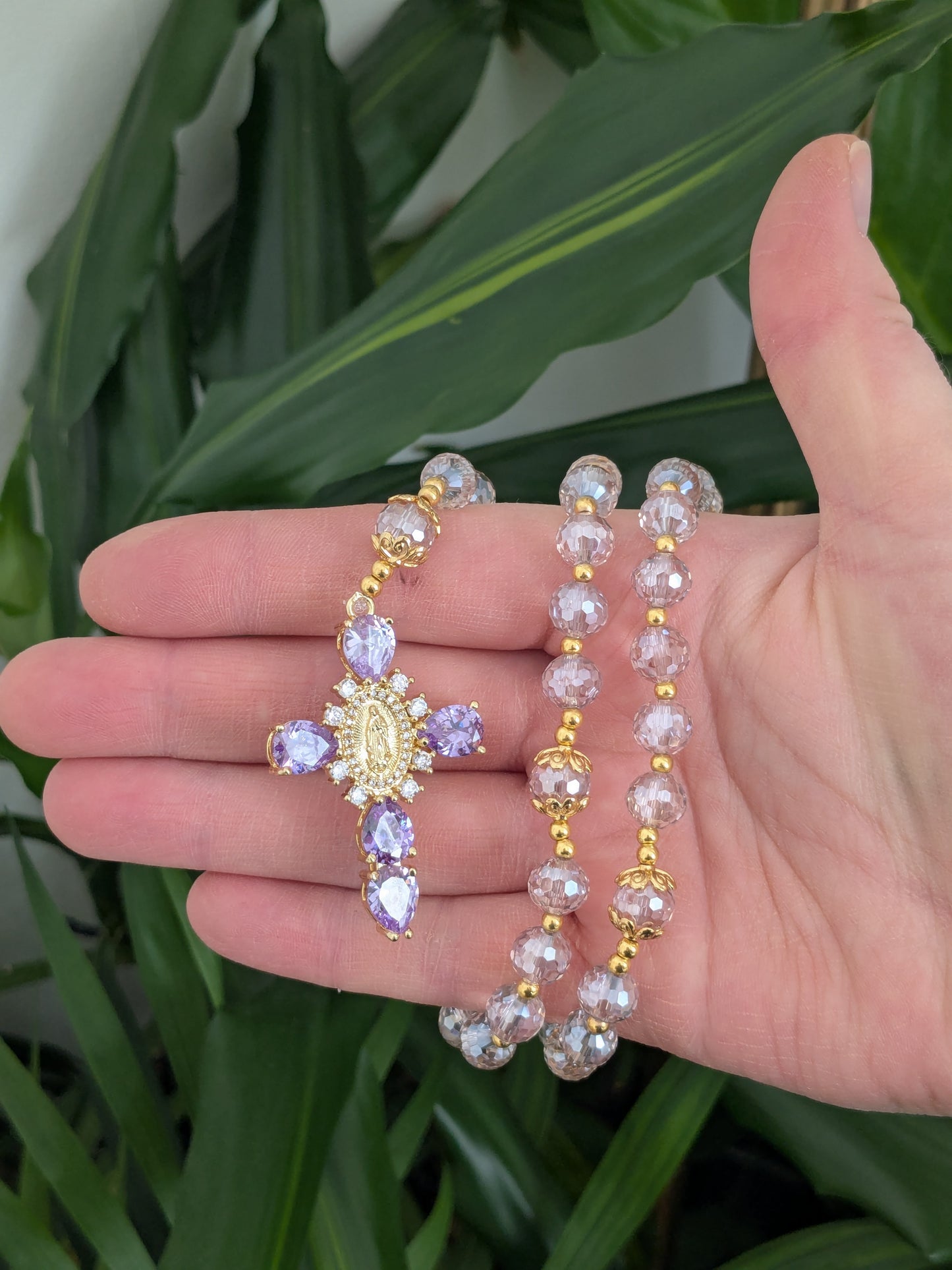 Chapelet facettées lila