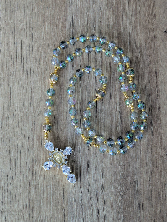 Chapelet facettées vert d'eau