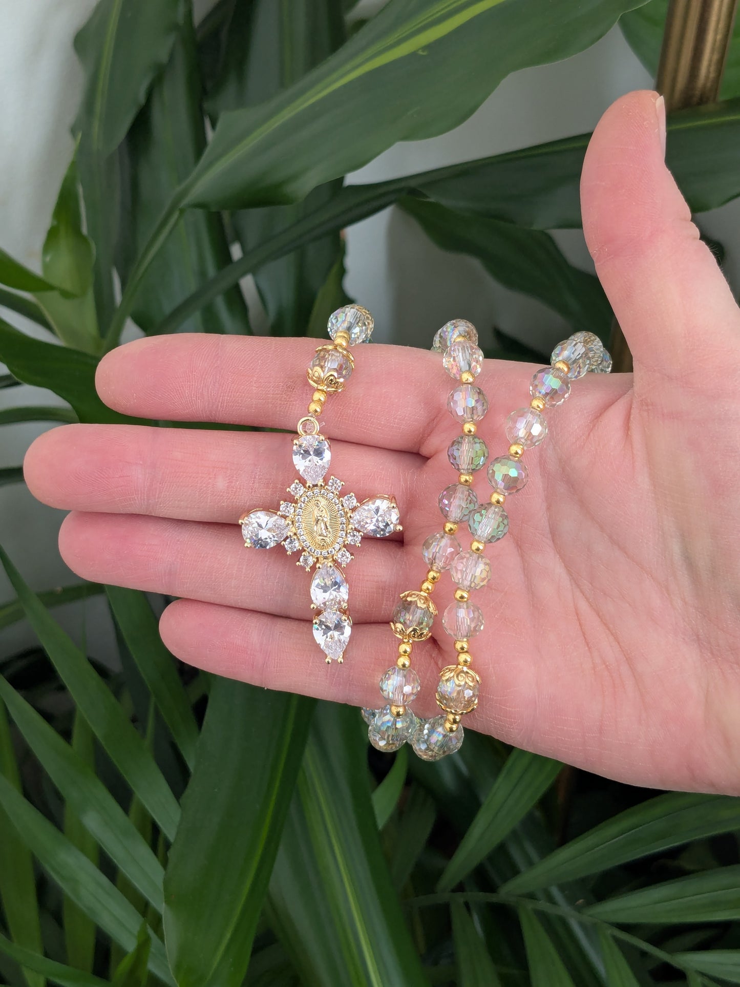 Chapelet facettées vert d'eau