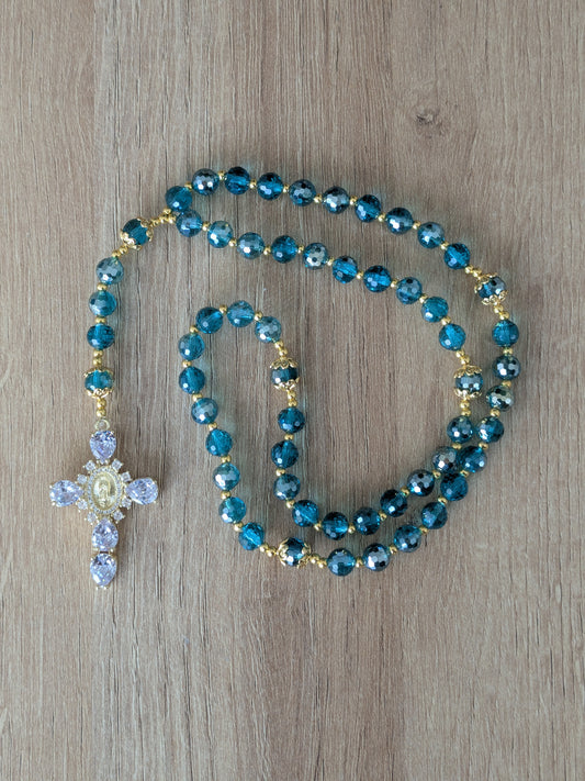 Chapelet facettées bleu turquoise