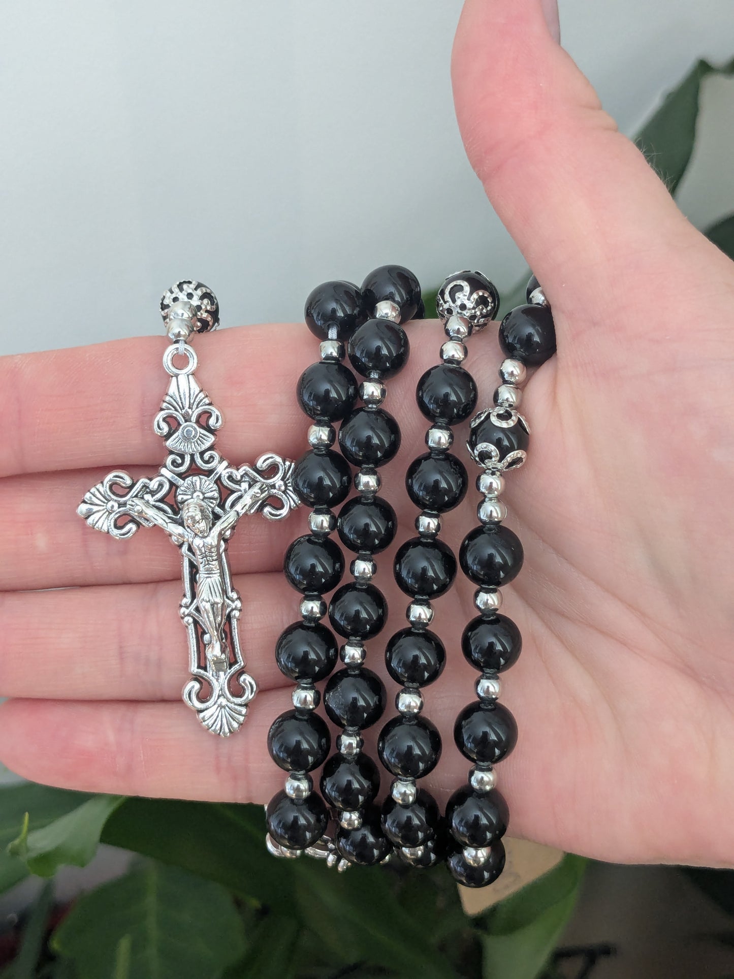 Grand Chapelet en Obsidienne noire