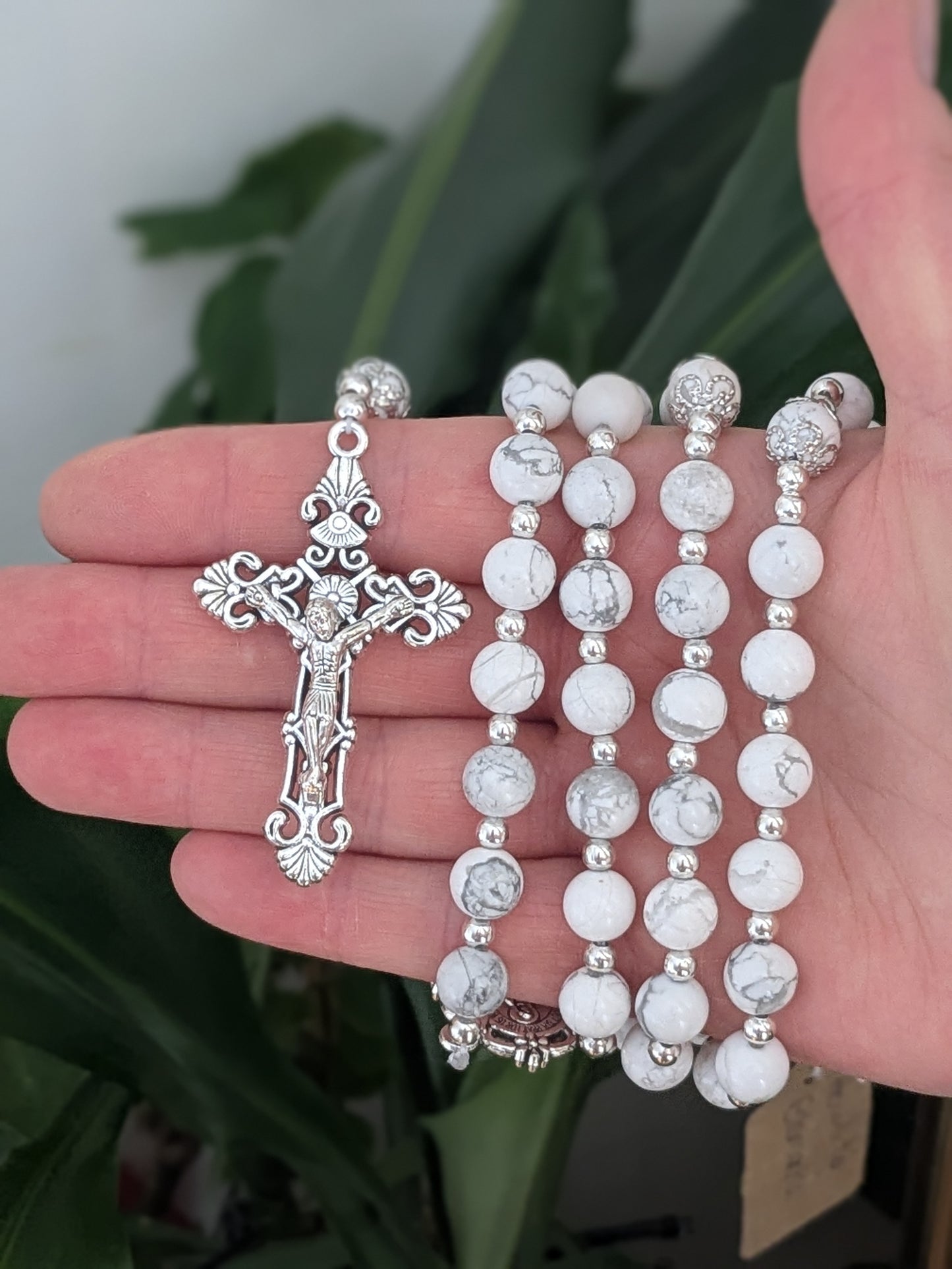 Grand Chapelet en Howlite blanche