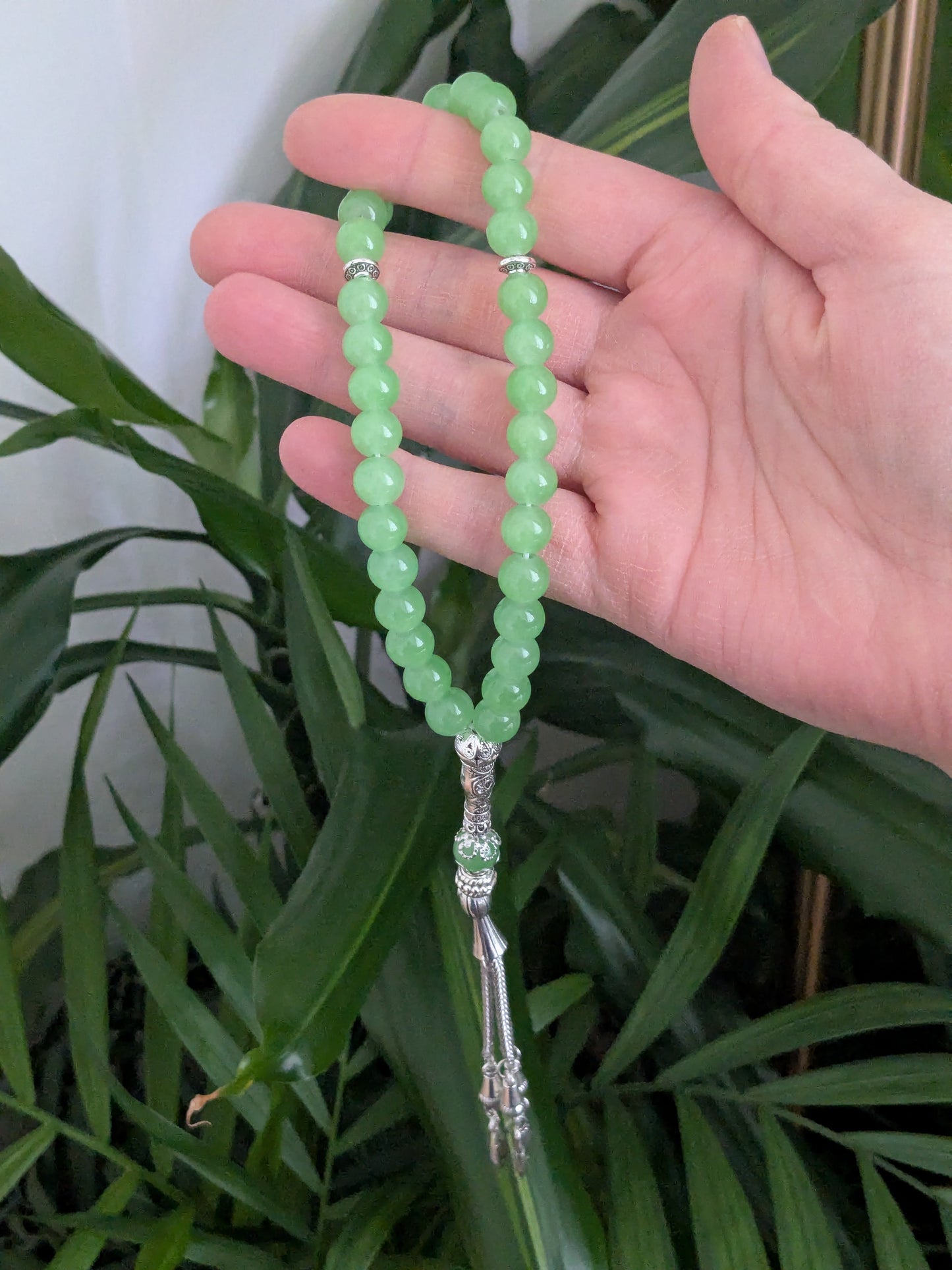 Petit misbaha en verre vert