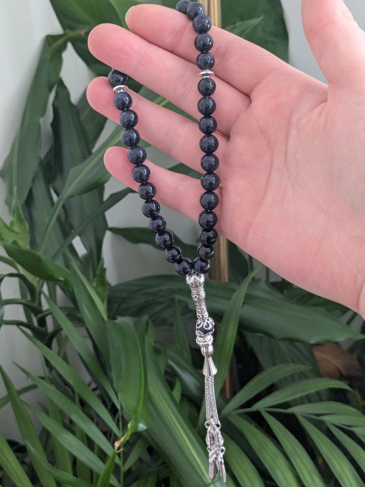 Petit misbaha en verre bleu nuit