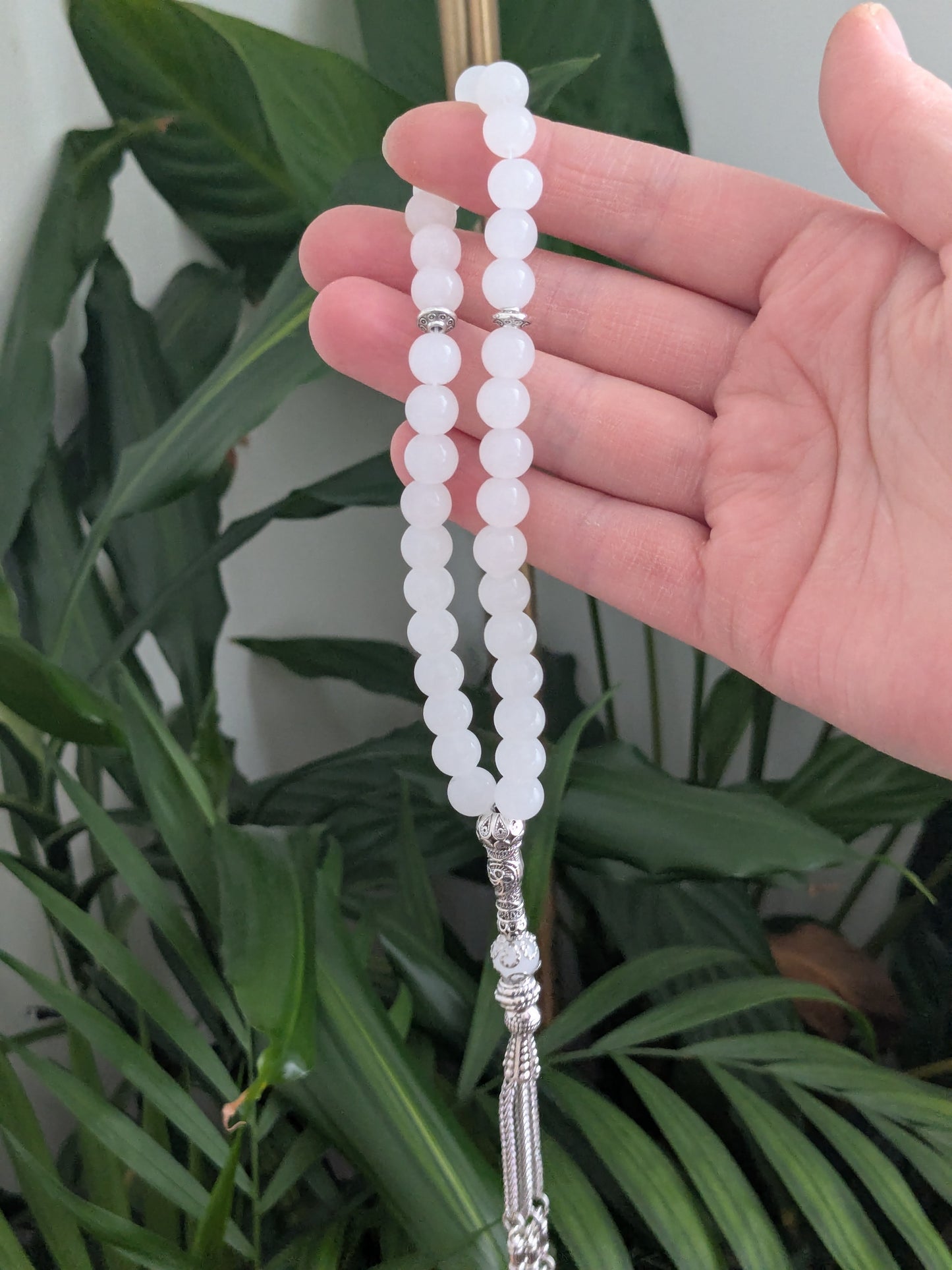 Petit misbaha en verre blanc