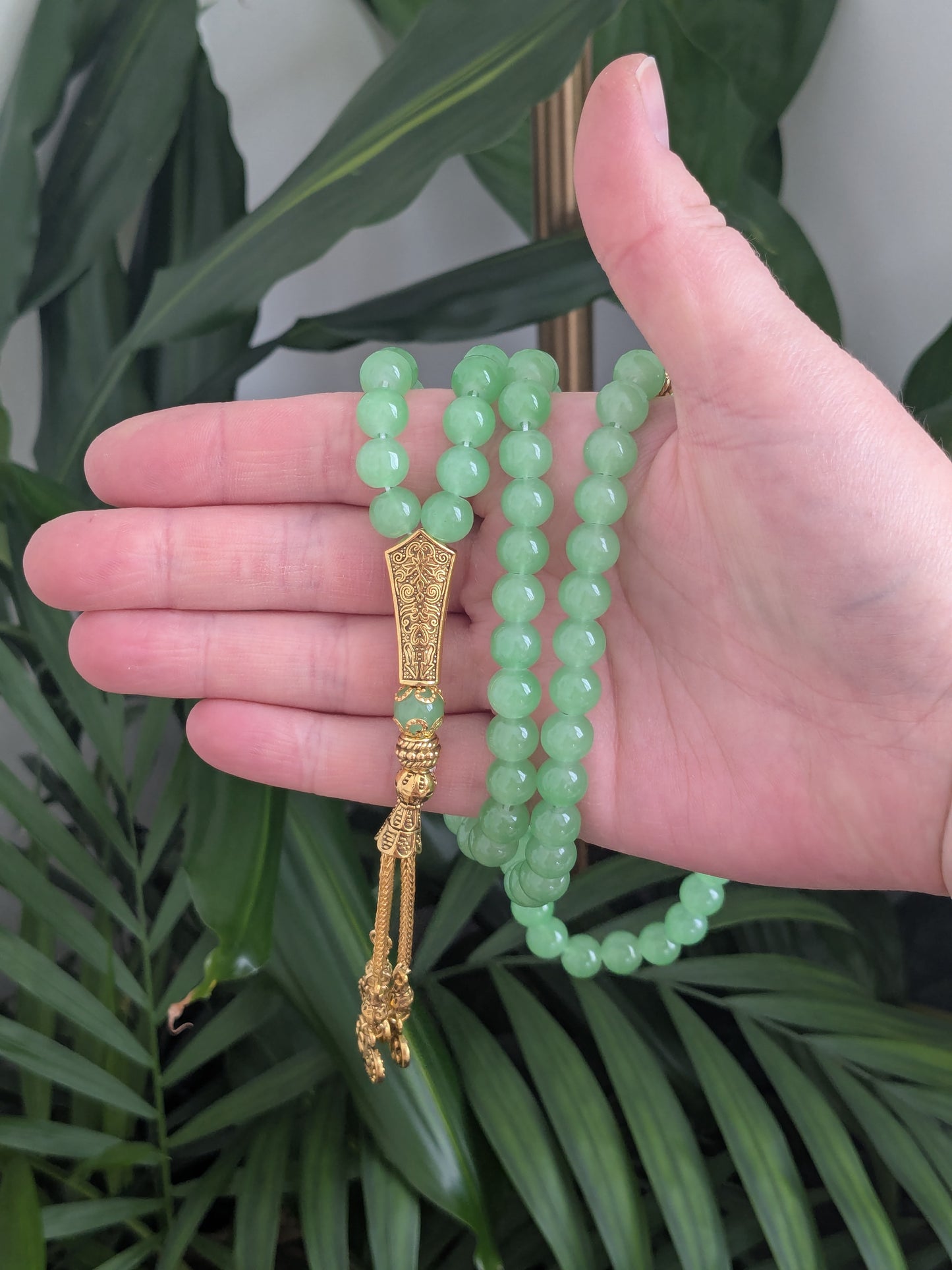 Grand misbaha en verre vert