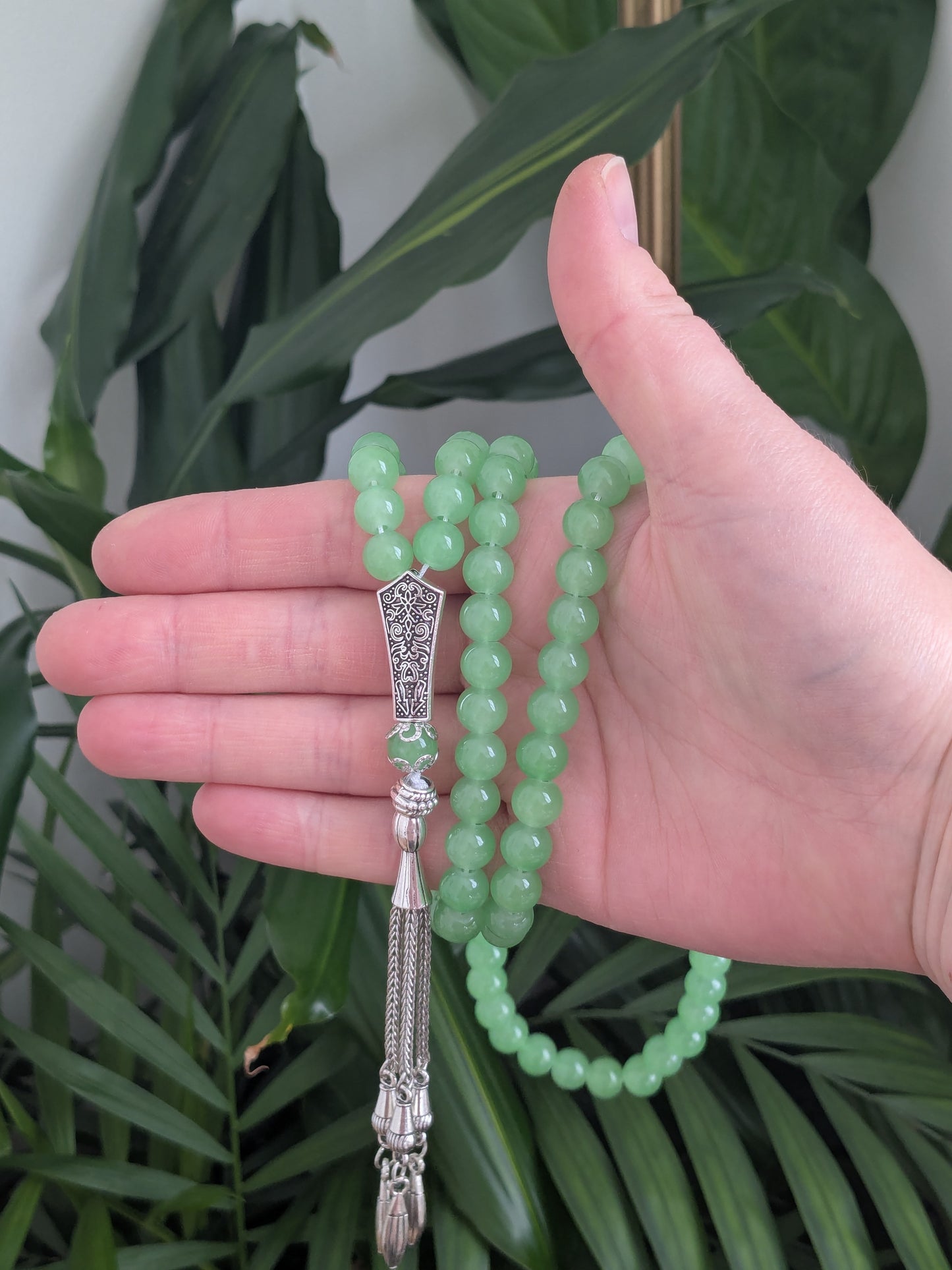 Grand misbaha en verre vert