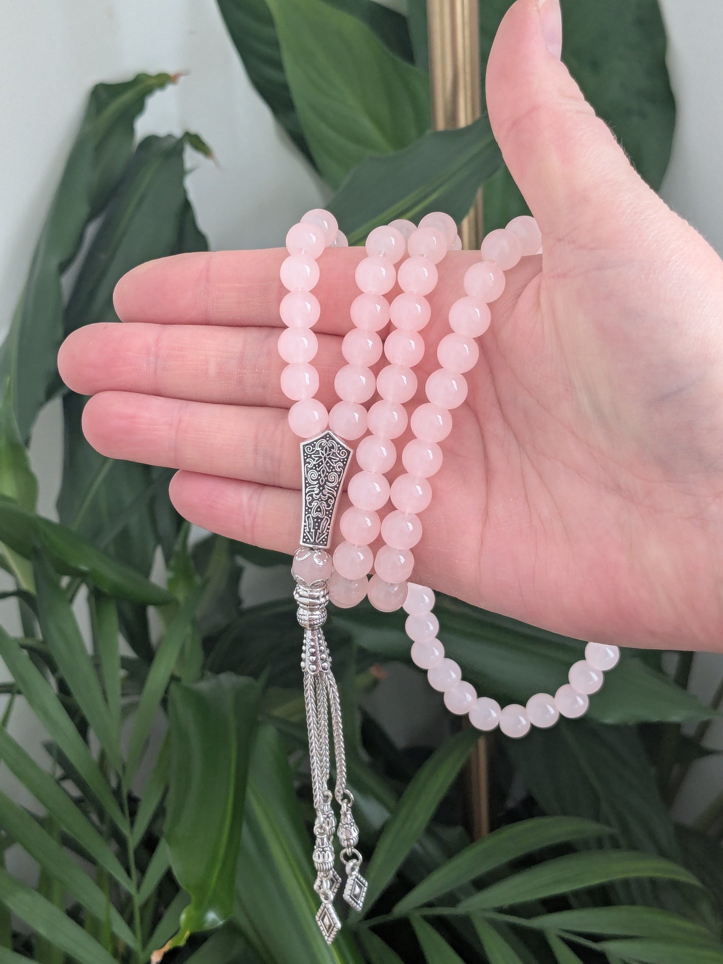 Grand misbaha en verre rose