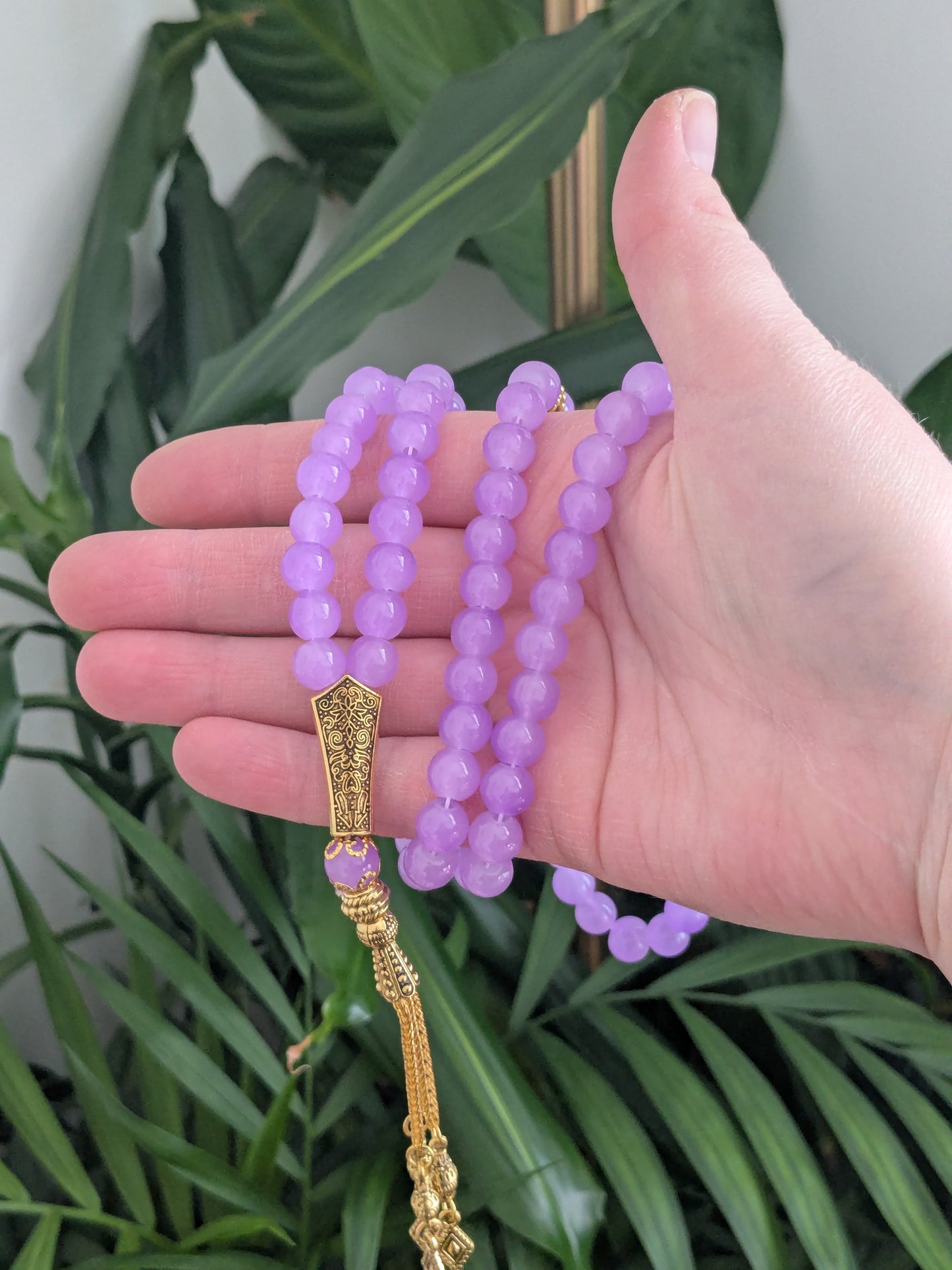 Grand misbaha en verre violet