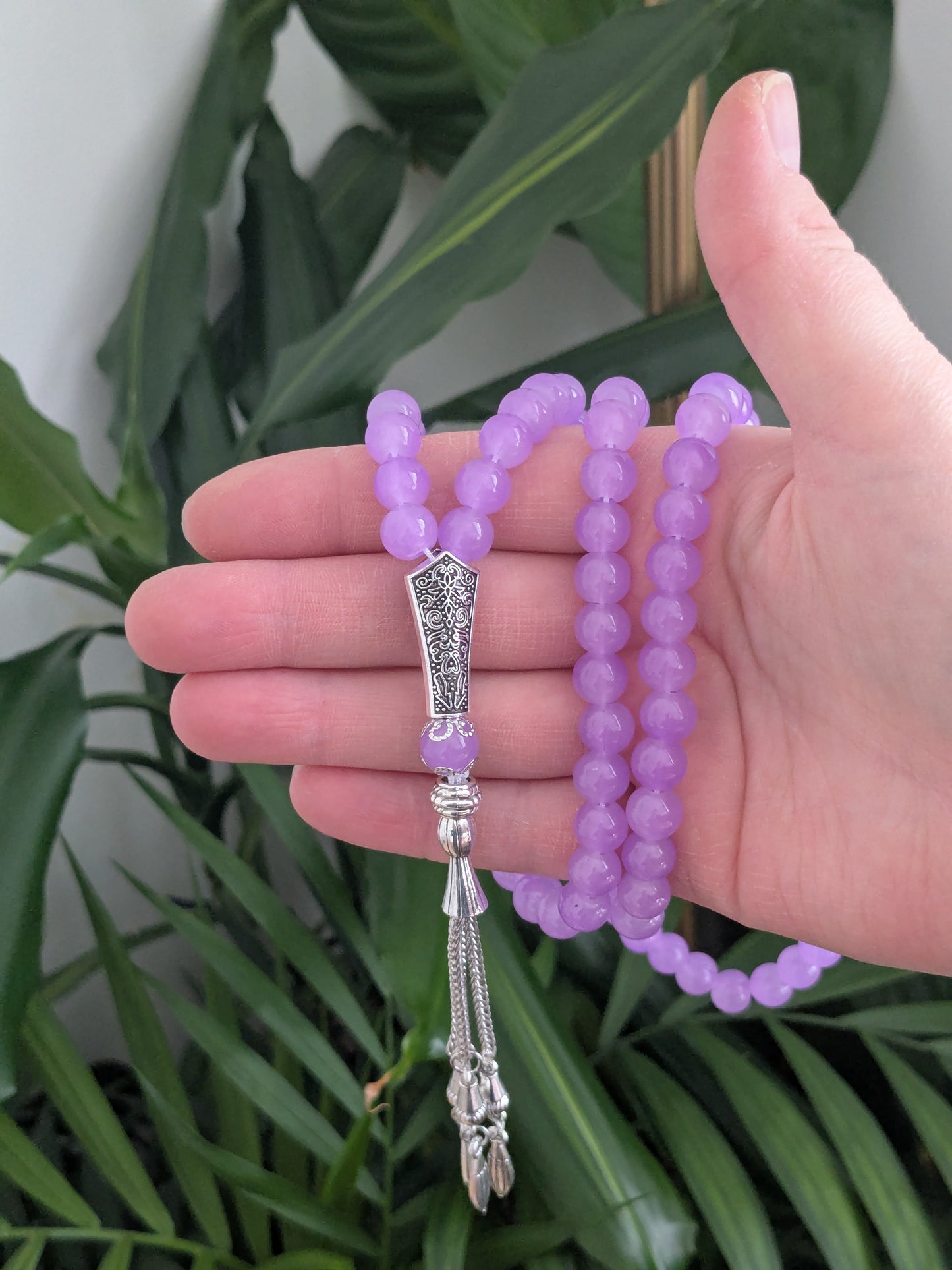 Grand misbaha en verre violet