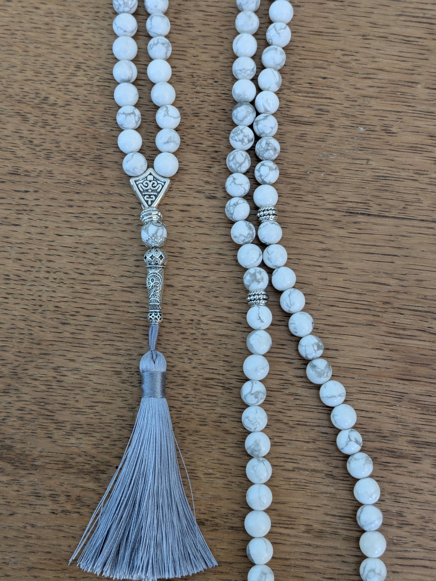 Grand misbaha en Howlite blanche