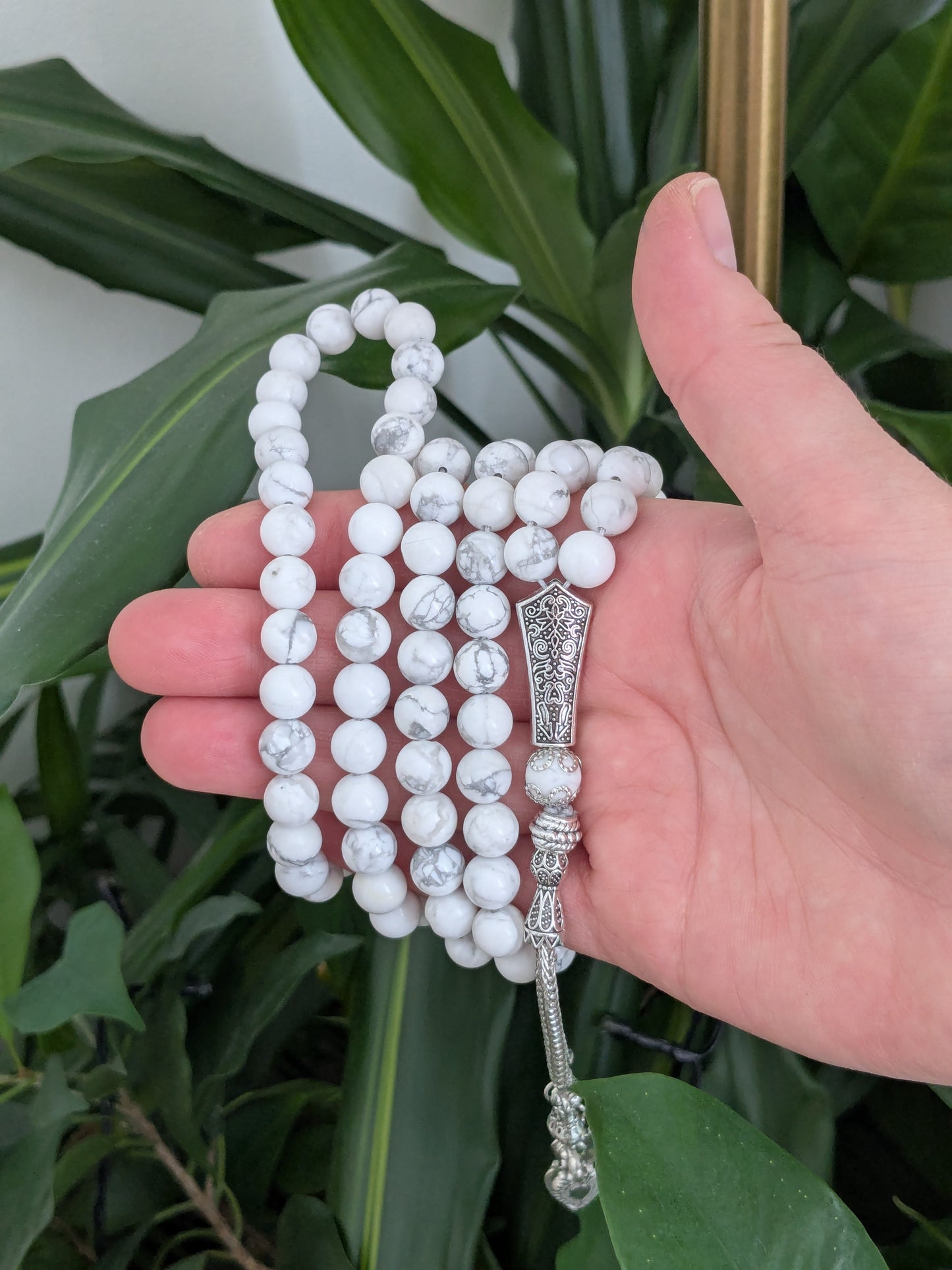 Grand tasbih en Howlite blanche