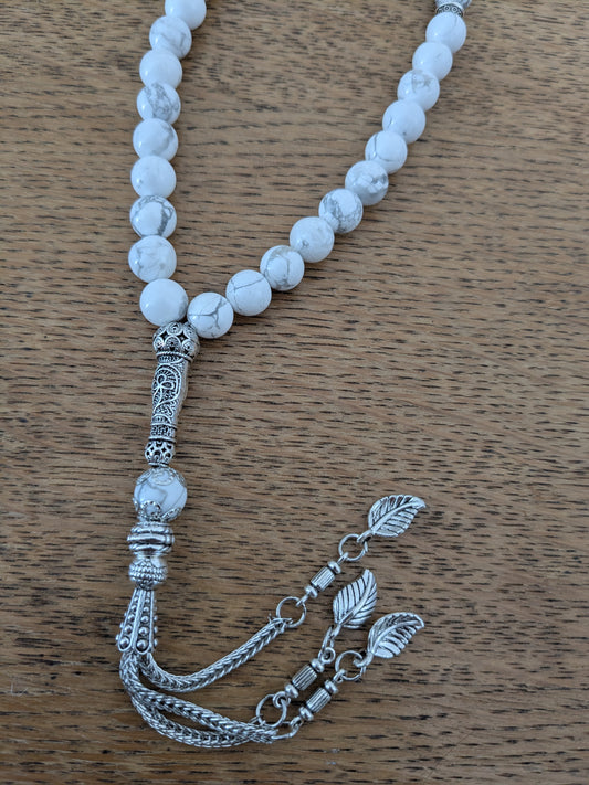 Petit misbaha en Howlite blanche