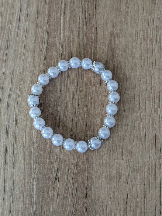 Bracelet perles imitation blanc