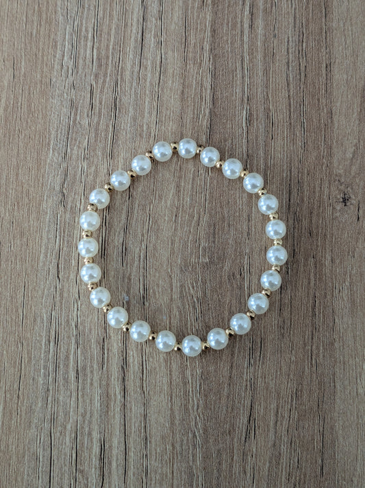 Bracelet perles imitation crème