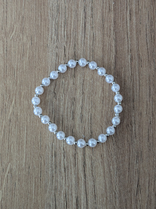 Bracelet perles imitation blanc