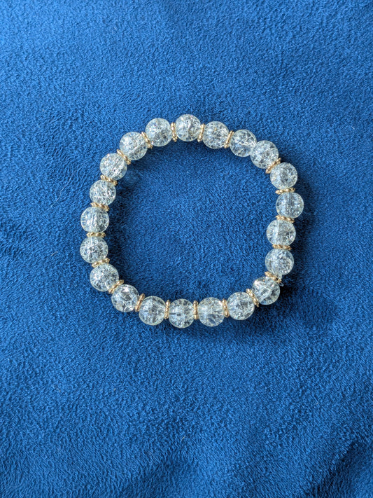Bracelet perles verre craquelé blanc