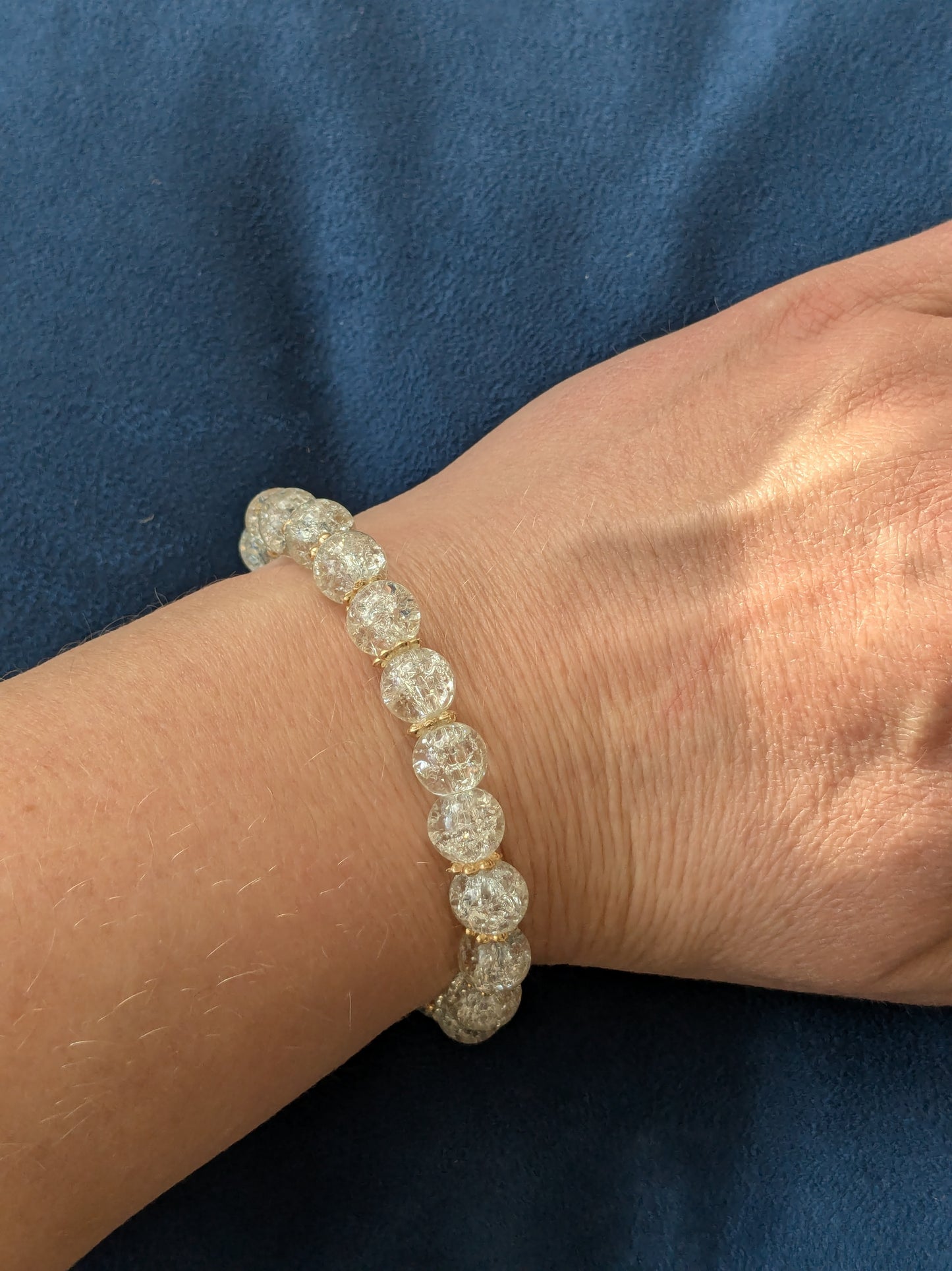 Bracelet perles verre craquelé blanc