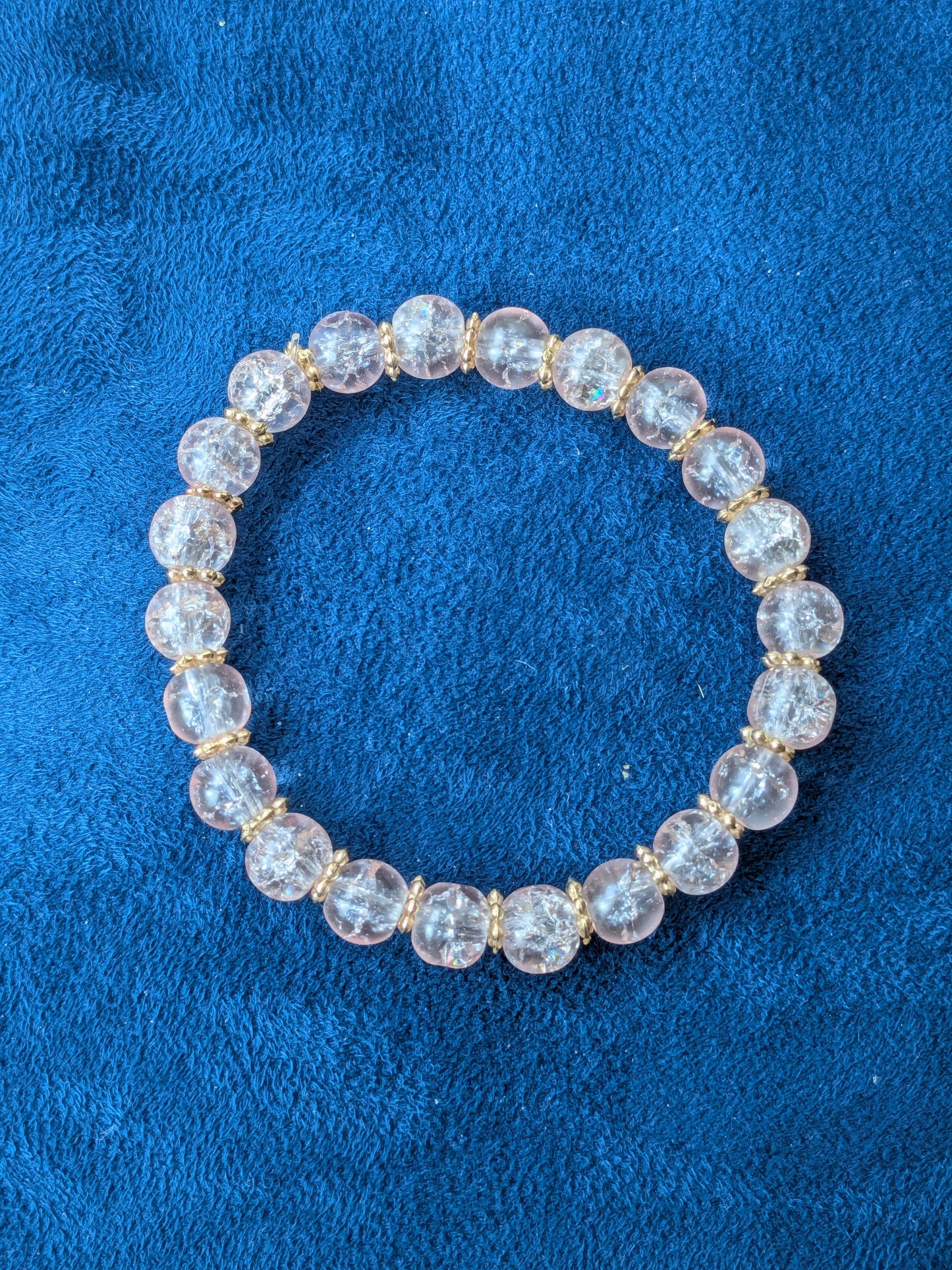 Bracelet perles verre craquelé rose