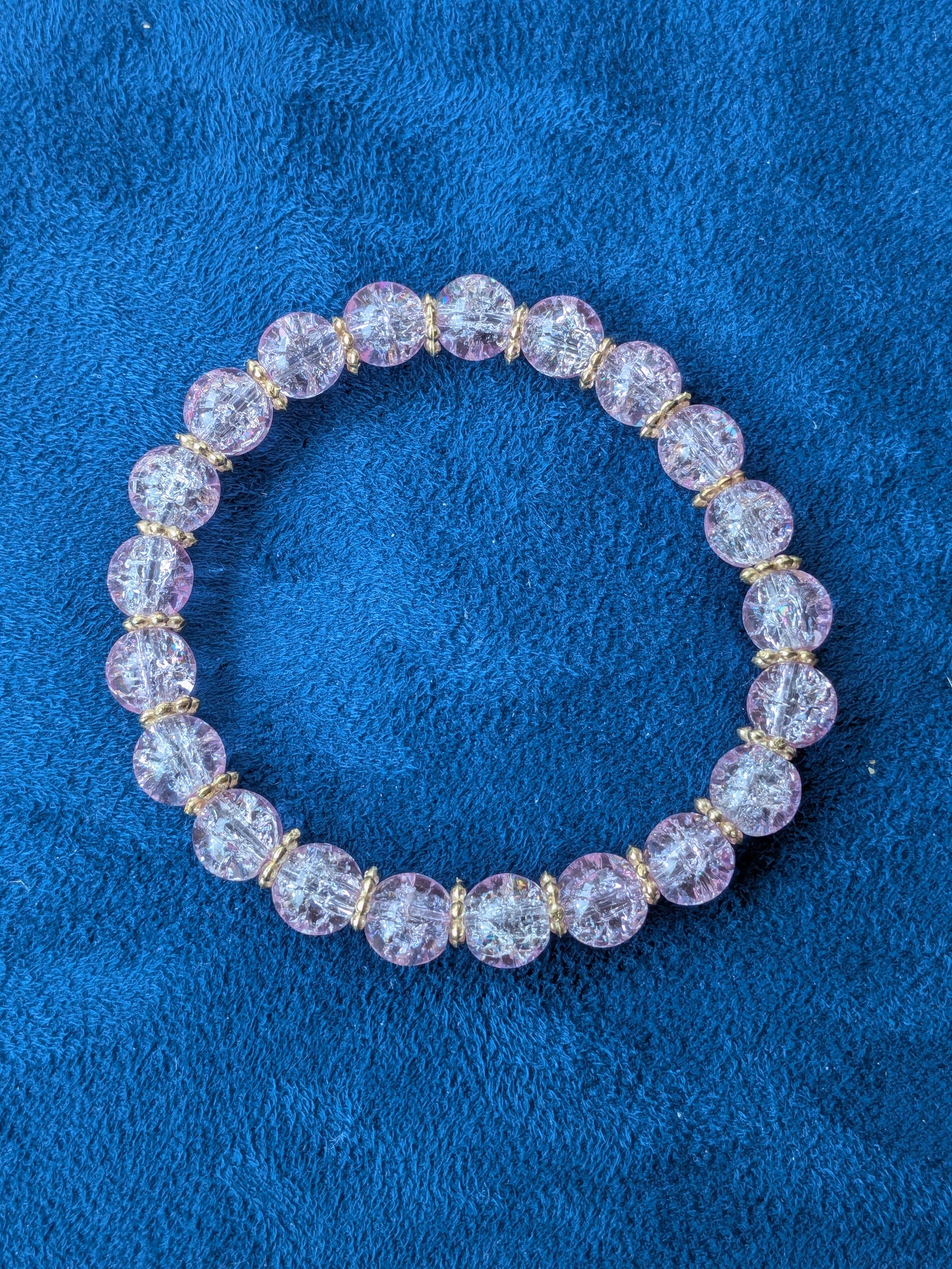 Bracelet perles verre craquelé violet clair