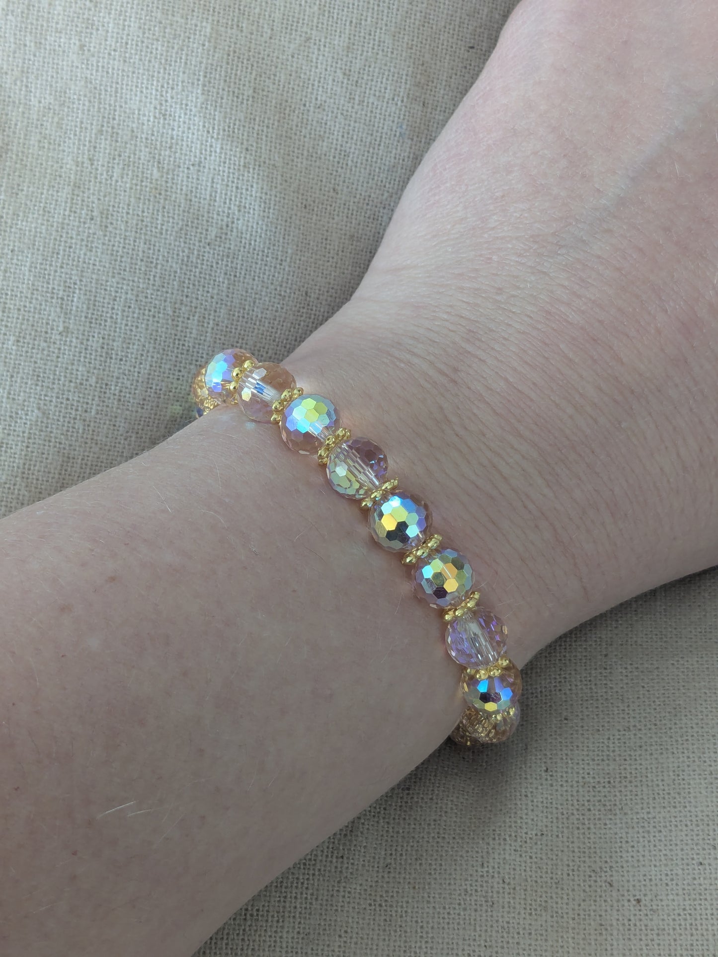 Bracelet perles verre facetté rose