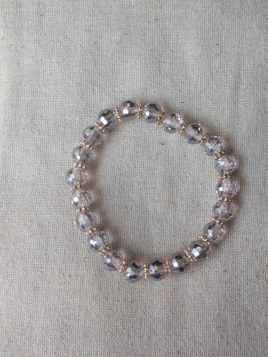 Bracelet perles verre facetté violet