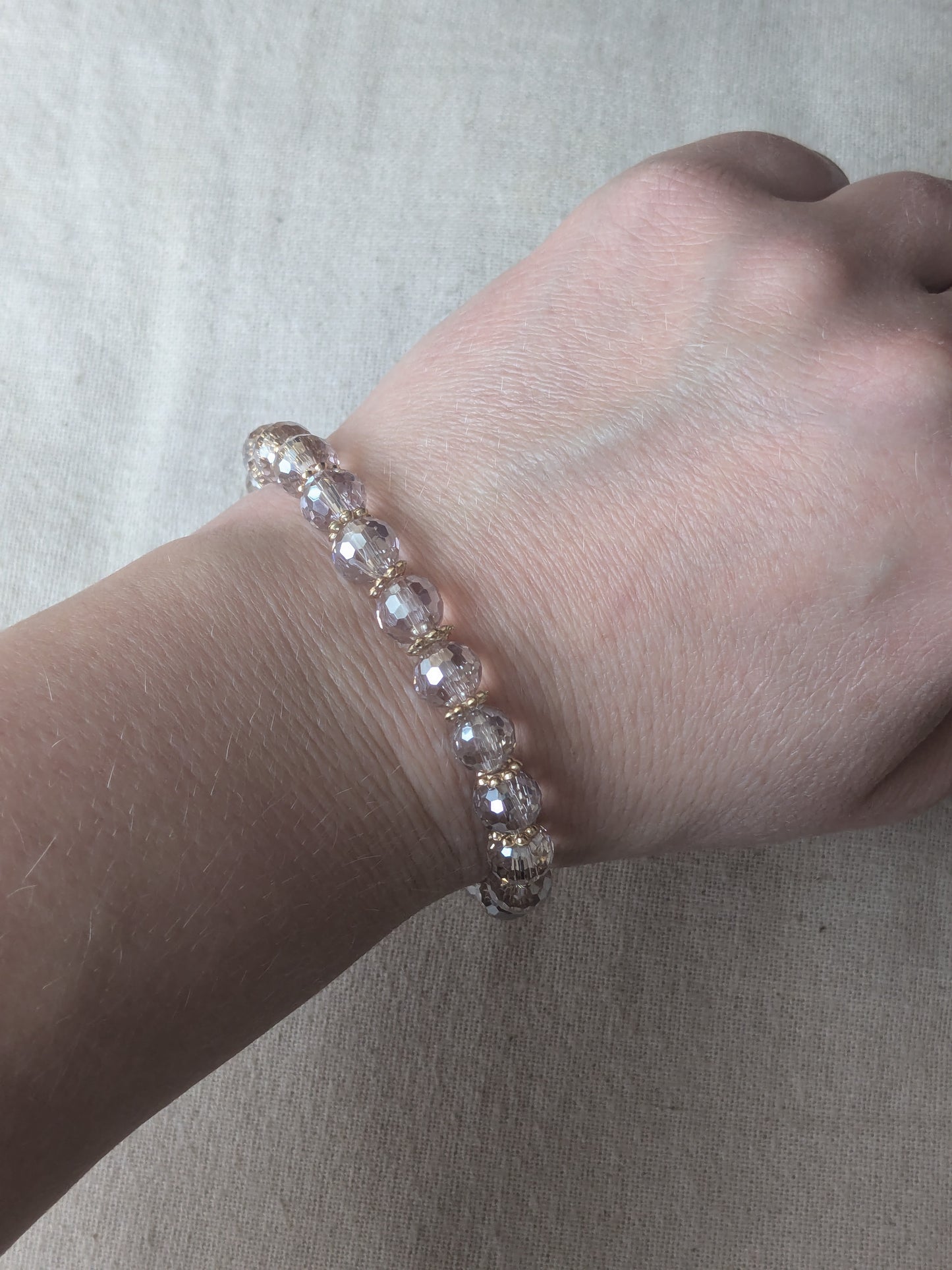 Bracelet perles verre facetté violet