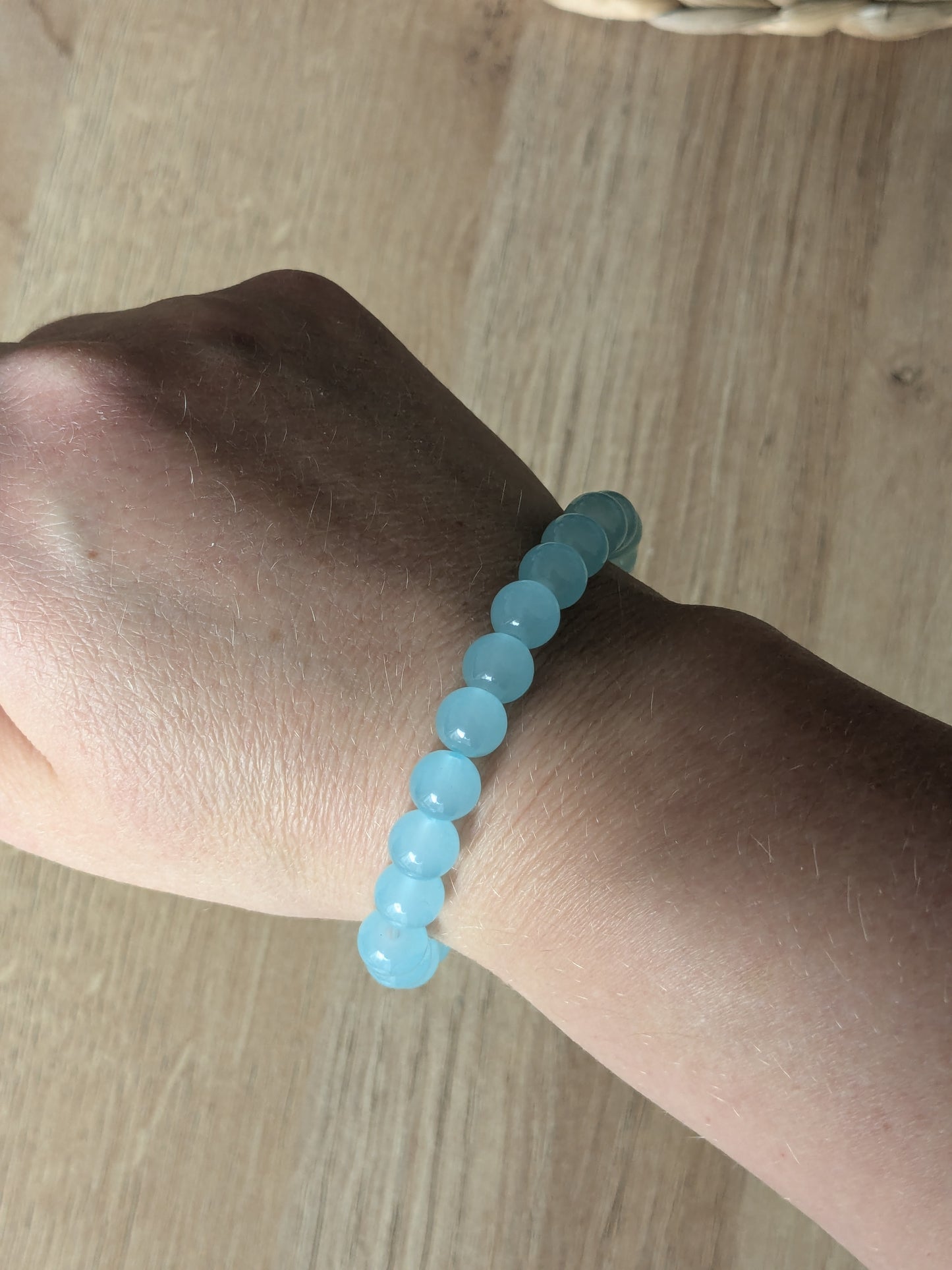 Bracelet perles verre bleu