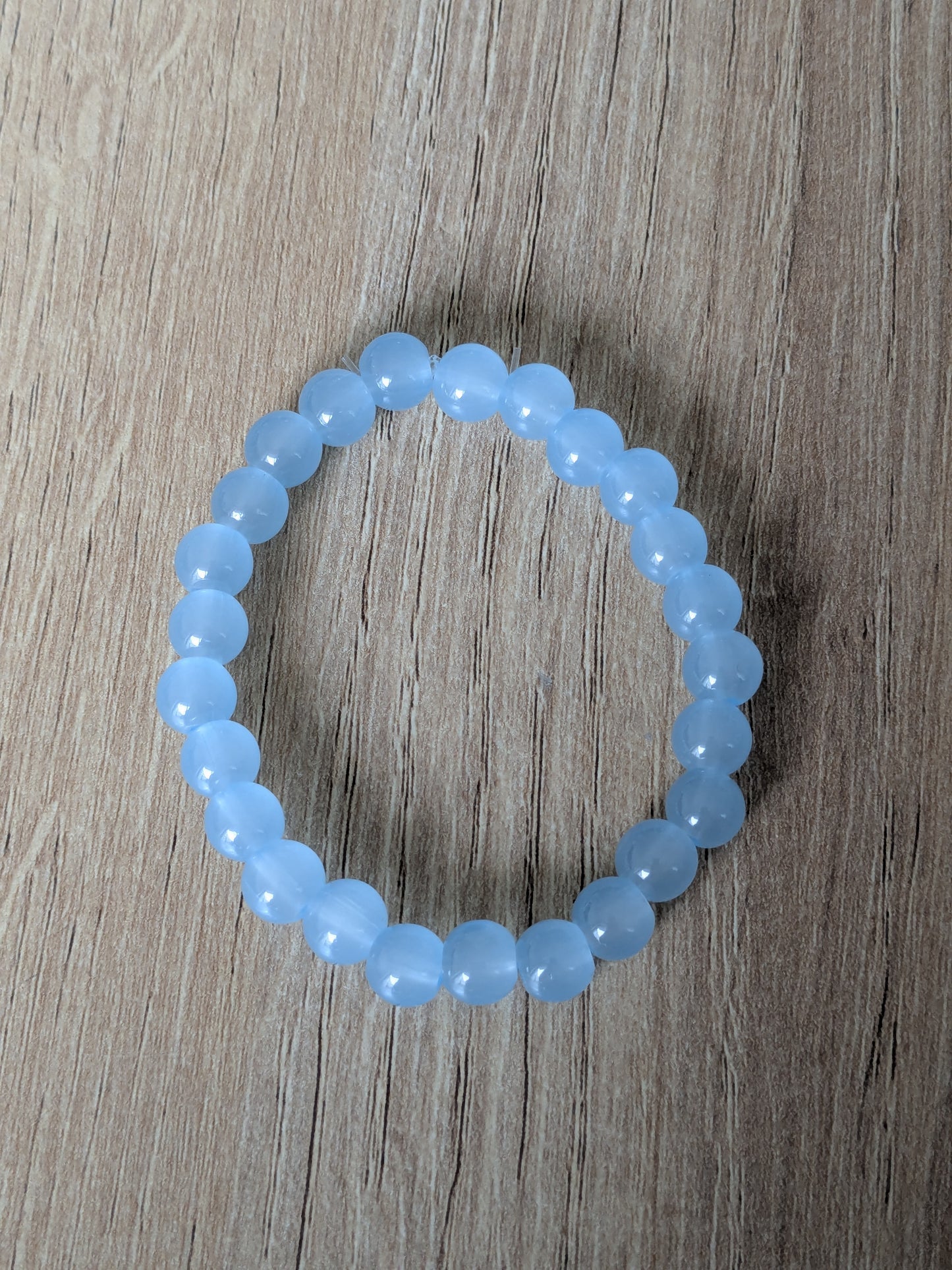 Bracelet perles verre bleu clair