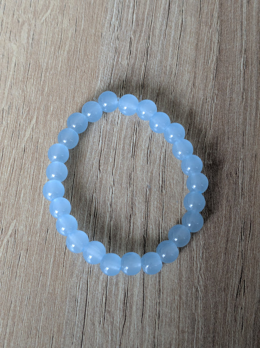 Bracelet perles verre bleu clair