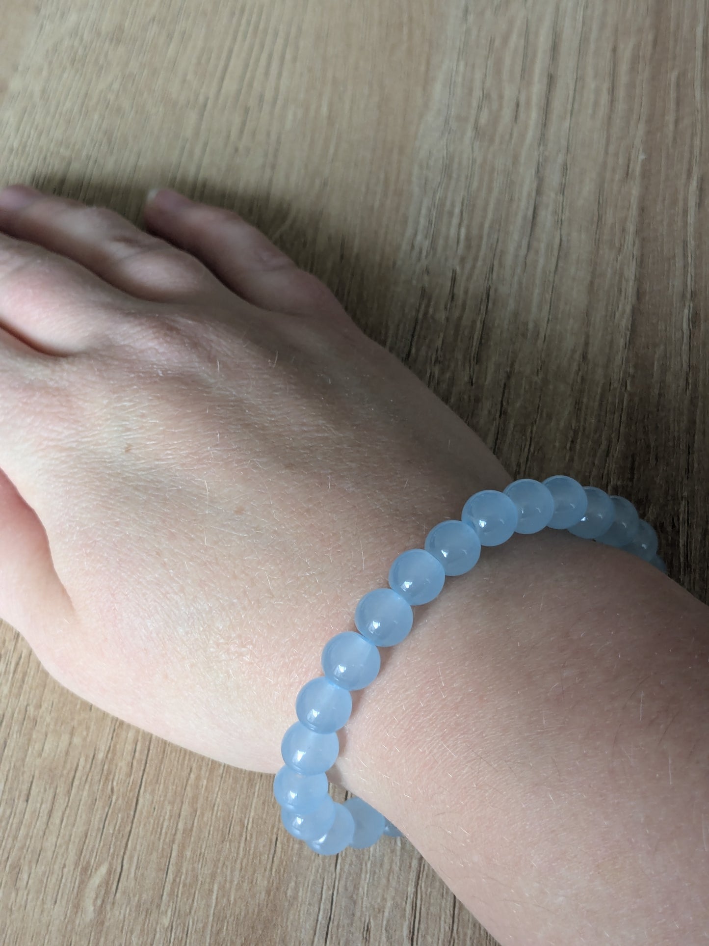 Bracelet perles verre bleu clair