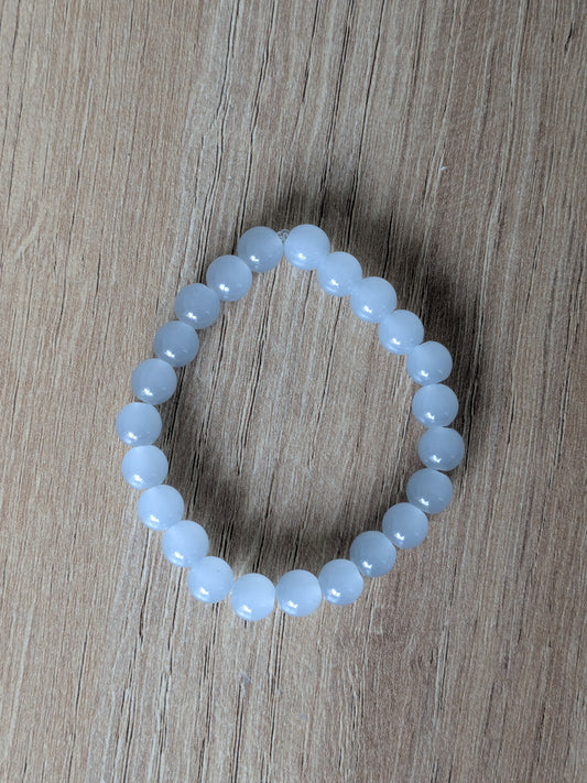 Bracelet perles verre bleu glacier