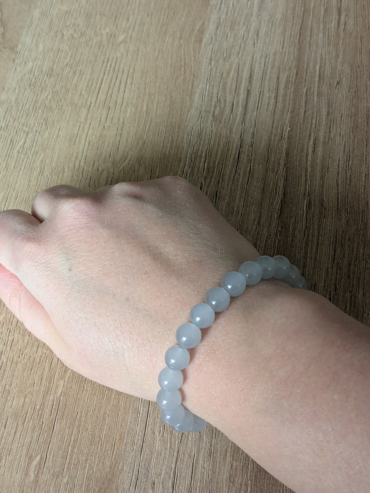 Bracelet perles verre bleu glacier