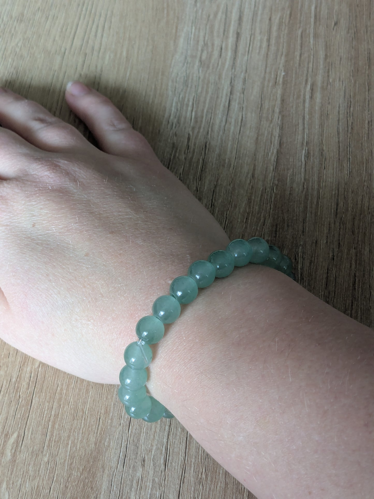 Bracelet perles verre vert sauge