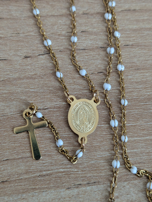 Chapelet doré Vierge Marie petites perles