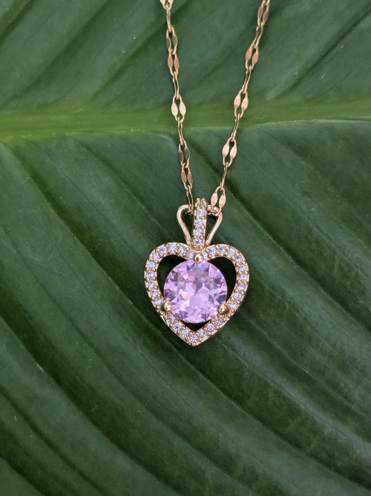 Collier Coeur rose