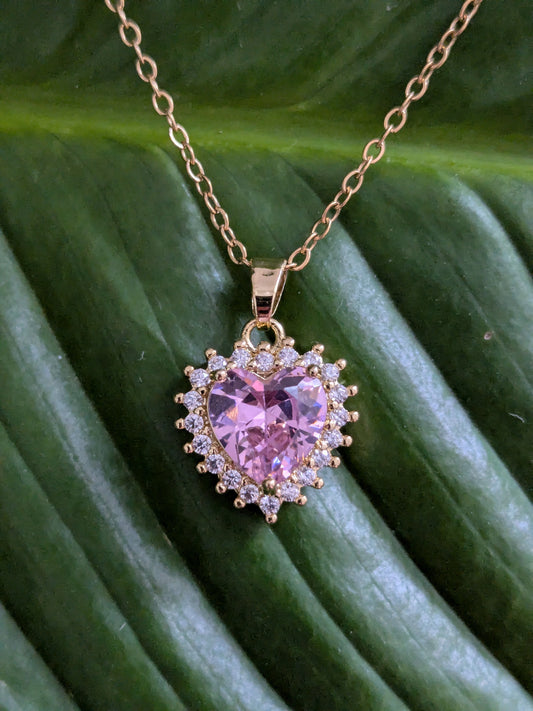 Collier Coeur rose