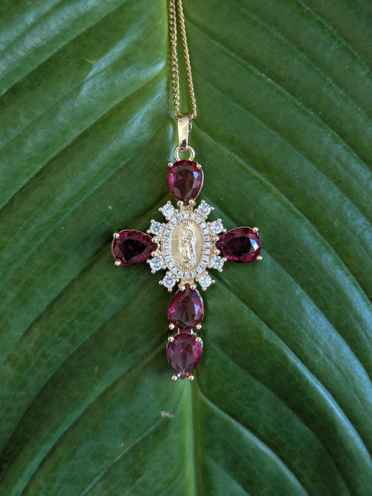 Collier Croix Catholique rouge