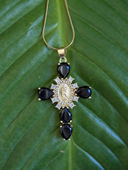 Collier Croix Catholique noire