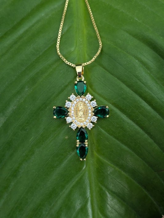 Petite croix verte zirconium