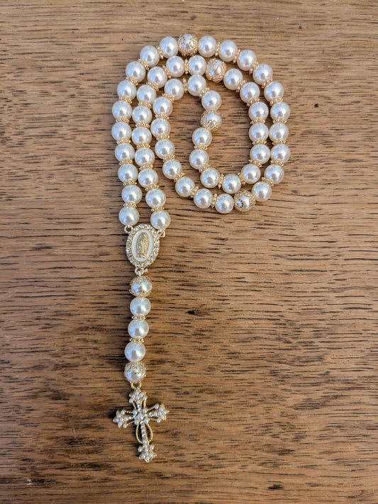 Chapelet perles imitation OR