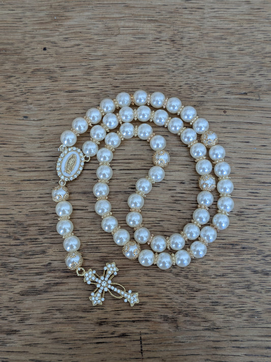 Chapelet perles imitation OR